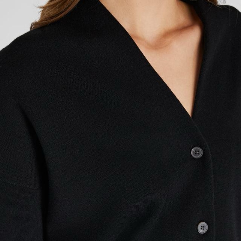 NWT CLUB MONACO MERINO RELAXED CARDIGAN BLACK (size XXS) - Picture 3 of 9